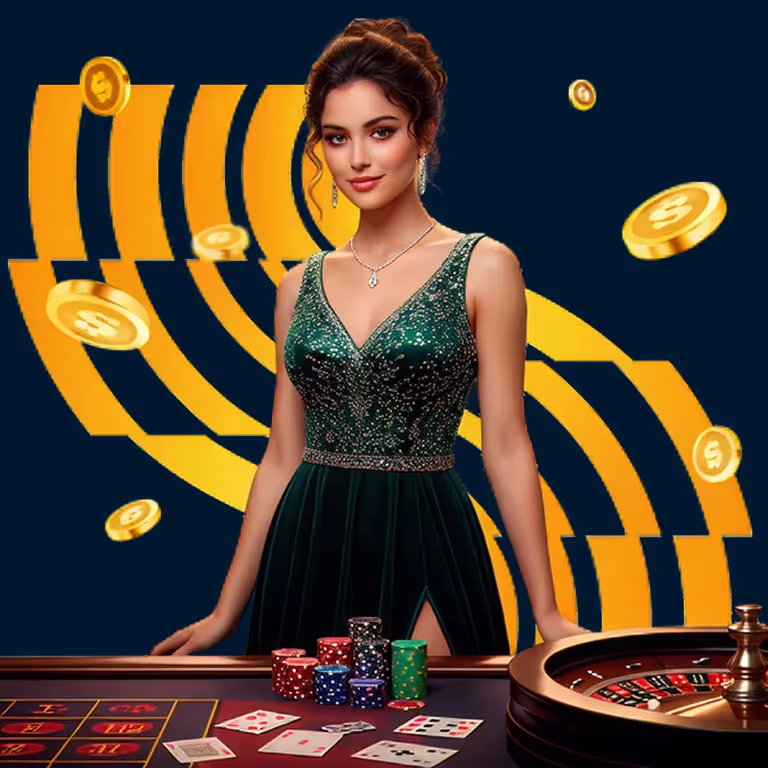 Black-and-white checkered racing flag waving over a blue electric background – Deuces Casino.